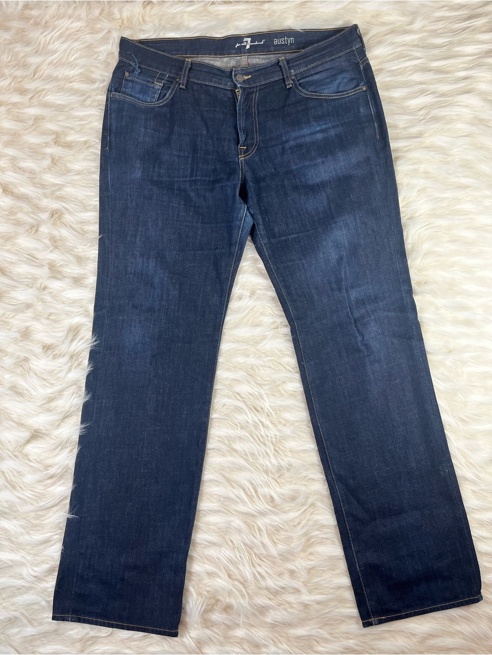 7 For All Mankind Austyn Jeans Men's 38x35 Mid Rise Relaxed Fit Dark Wash